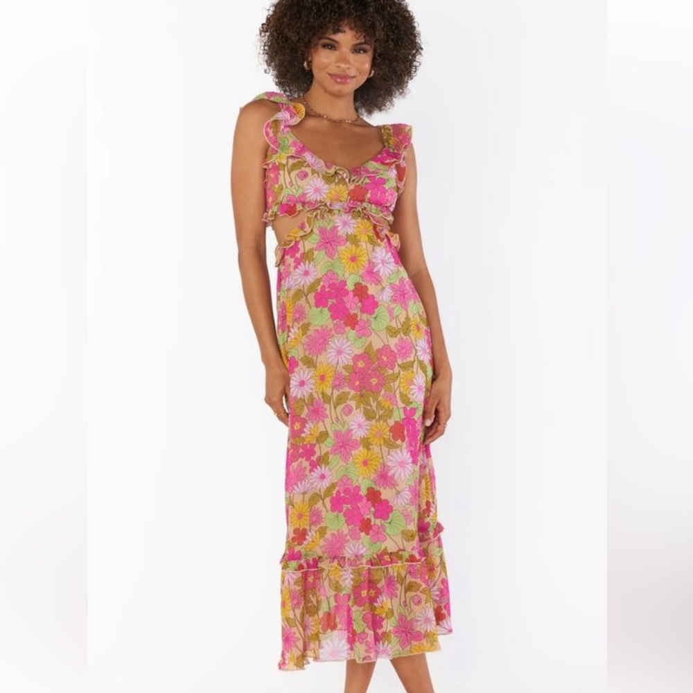 Show Me Your Mumu lane midi Cut Out Dress in carnaby floral Small